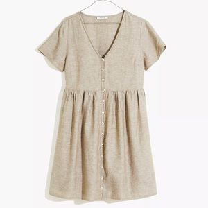 Madewell Linen-Blend Alexandra Button-Front Mini Dress
